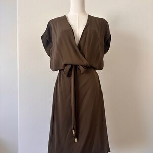 Diane von Furstenberg Silk Olive Wrap Dress